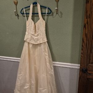 Vintage Union Made Halter Gown With Embroidered Flowers & Sequence